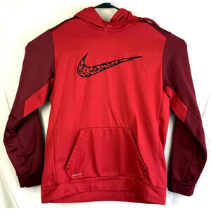 Nike Men's Size L Red Hoodie Embroidered Center Swoosh Therma-Fit